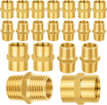 20-PCs HeSun Brass Pipe Fittings Combo, 10-PCs 1/2" NPT Male + 10-PCs 1/2" NPT Female Hex Nipple Adapter
