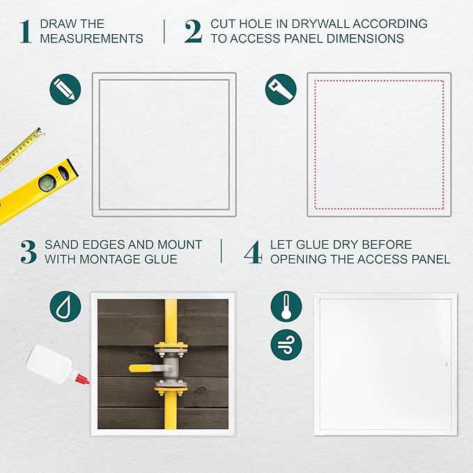 24" x 24" White Metal Access Panel. Service Shaft Door Panel for Drywall. Plumbing, Electricity, Heating, Alarm Wall Access Hole Cover