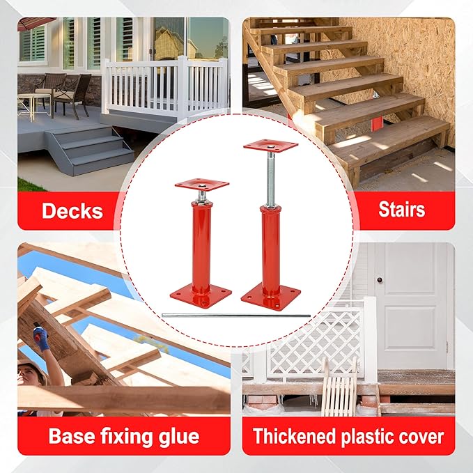 Heavy Duty Adjustable Screw Jacks for Crawl Space Leveling, 10"-18" Height Range, 10000 lbs Load Capacity (4 Packs), Steel Joist Beam Support Jacks for Basement, Cellar & Floor Stabilization