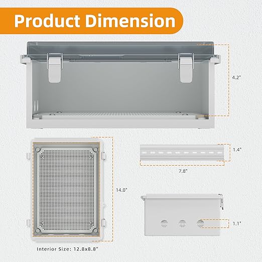 Joinfworld Clear Electrical Enclosure Box Outdoor 14x10x6 Plastic Junction Box Waterproof Outside Nema 4 Electrical Box Weatherproof for Electronics Pump Controller WiFi Router