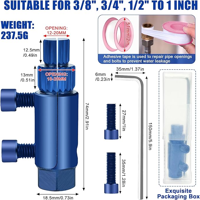 Broken Pipe Thread Extractor Tool, New Broken Faucet Removal Tool, 2025 Stripped Screw Bolt Extractor Set for 1/2" 3/8" 3/4" 1" Damaged Faucet Water Pipe, Handle Valve Thread Extractor (Blue)