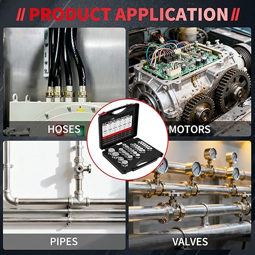 72PCS JIC Cap and Plug Set, 37 Degree Flare Thread Cap & Plug Assortment Set, Capping Off Hydraulic Lines, Carbon Steel, Size 4 6 8 10 12 16
