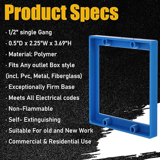 6Pcs Double Gang Outlet Box Extender Electrical Box Extenders with 24Pcs Screws, Receptacle Extenders 2 Gang Electrical Boxes for Electricals Boxes and Electricals Outlet Switches(Blue)(1/2in)