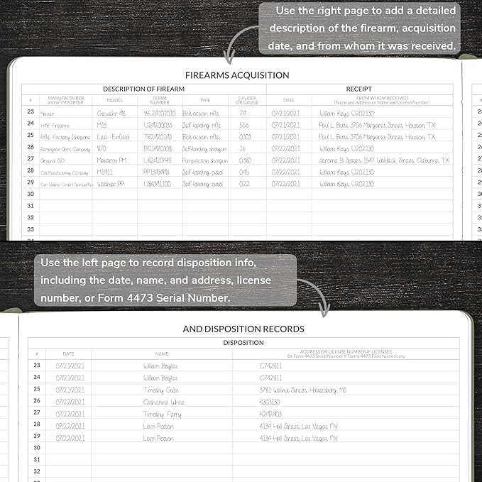 Skyline Firearms Acquisition & Disposition Record Book – Hardcover Gun Log Book for Firearm Dealers & Personal Use – Log Book for Receipt & Disposition Records, 10x7″(Cypress)