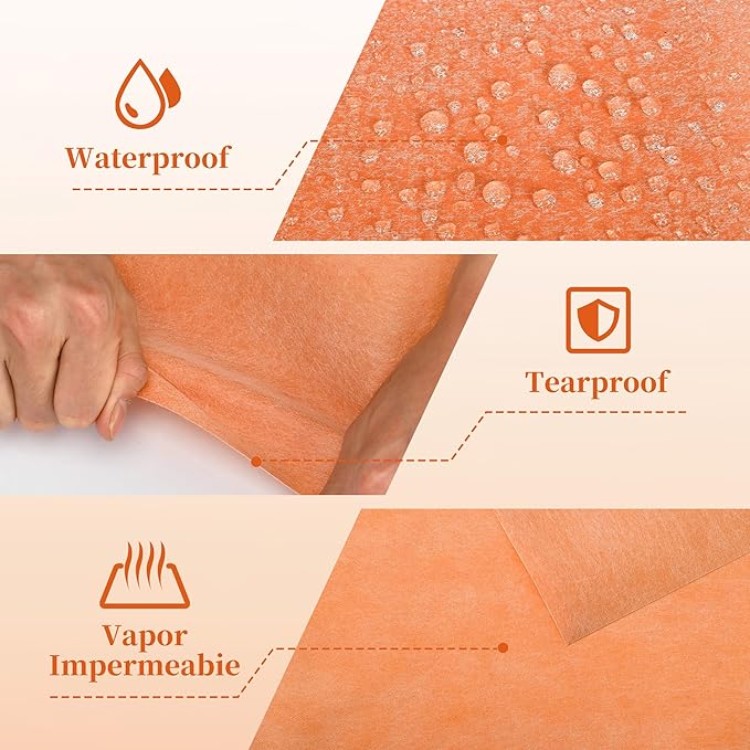 Waterproof Membrane for Shower 3.3Ft X 98.4Ft (323 Sq Ft) Waterproofing Membrane 23.6 Mils Thickness Waterproof Underlayment for Shower Tile Flooring