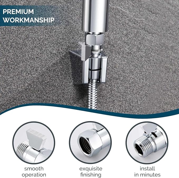Angle Simple Shower Flow Water Valve, Brass Shut Off Valve for Hand Shower, RV Hose Flow Restrictor, Chrome