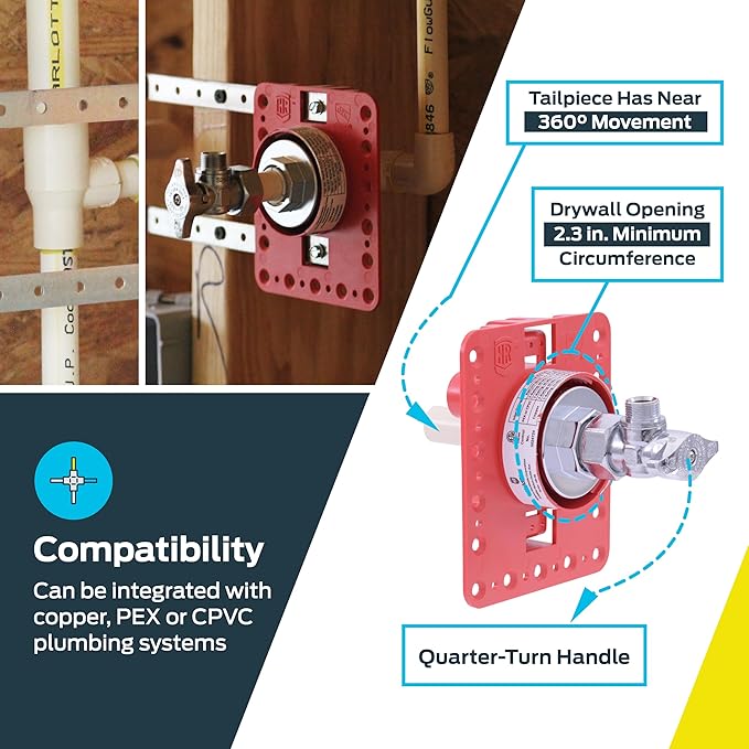 Holdrite Fixture Outlet Box with 3/8 Inch Compression Outlet, Pre-Assembled, Pack of 10, Fire Rated, 1/2 Inch CPVC Tailpiece, HR-FR-C-1