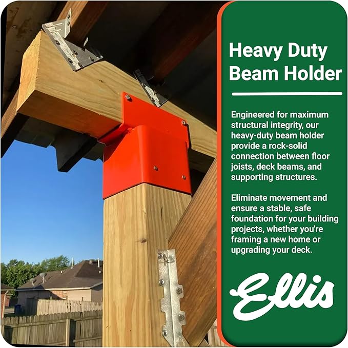 Ellis Manufacturing Company - Beam Holder for 6x6 Post - Supports 4x4 or 4x6 Cross Beam - Metal Shelf, Wall Mount Bracket for Construction, Garage, & Shelving Applications