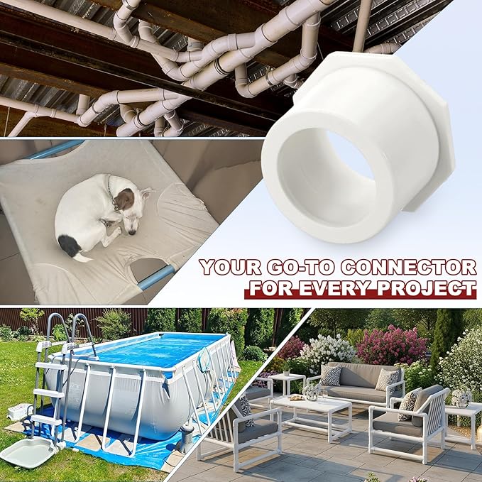 25Pcs 1" x 3/4" PVC Reducer Bushing Fitting, SCH40 (Spigot x Socket) Furniture Grade PVC Pipe Fitting, Reducer Bush Adapter for Home Sewer Plumbing, Industrial, Pipe Connection