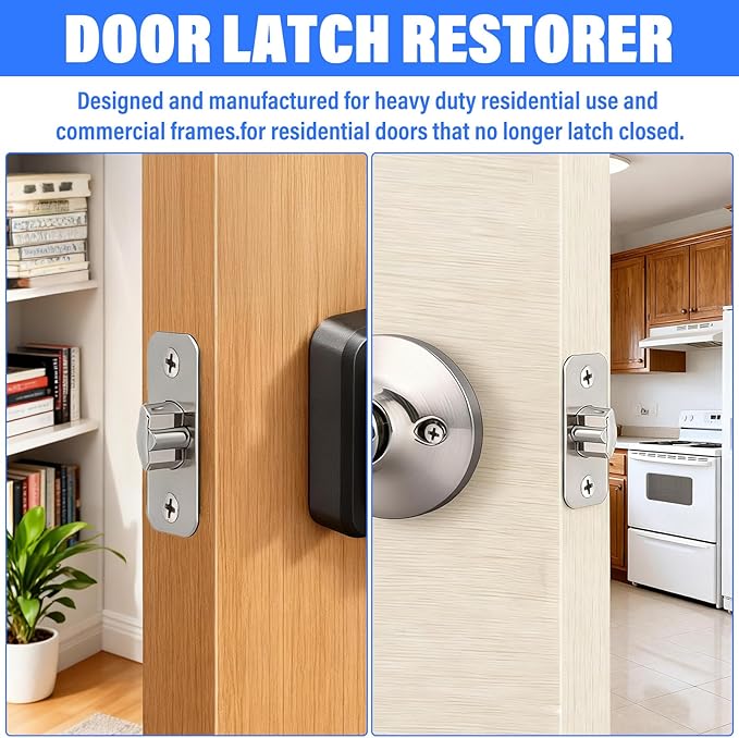 6pcs Door Striker Plates, 1"X2-1/4" Striker Plates for Doors, Round Corner Deadbolt Strike Plate, Door Strike Plate Silver with Screws