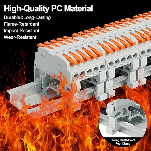 5Pcs DIN Terminal Blocks, 5 Conductor Compact Wire Conductor Splicing Connectors, KV223 Lever Wire Connectors for AWG 28-12, 600V 32A