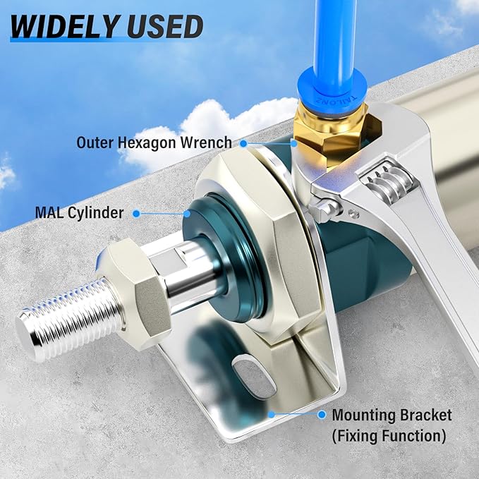 TAILONZ PNEUMATIC Blue Straight 6mm Tube OD x M5 Thread Push to Connect Fitting with Sealing Ring PC6-M5 (Pack of 10)