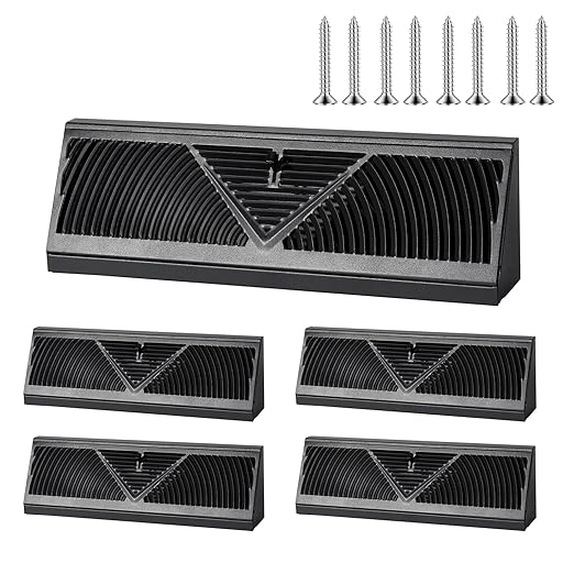 4 Pcs Baseboard Register Vent 18 Inch Duct Opening Size Baseboard Vent Covers Diffuser Adjustable Corner Return Air Grille for Home Floor Wall Air Flow Control (4, Black, 18 Inch)