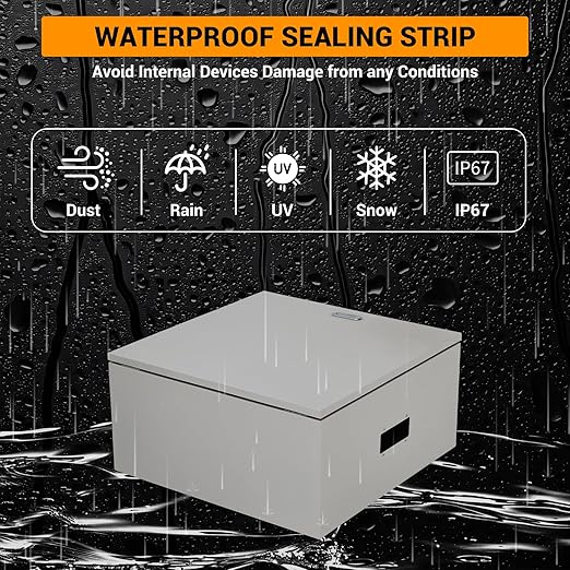 Outdoor Electrical Box, 24"x24"x8" NEMA 4X Steel Enclosure, IP67 Waterproof & Dustproof, Lockable Electrical Junction Box with Mounting Plate and 2 Keys, Indoor and Outdoor Use