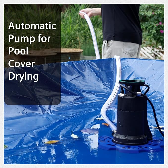 WASSERMANN Automatic Pool Cover Pump, 1/3 HP 4200GPH Submersible Pump Auto On/Off with Check Valve and 26FT Long Power Cord 115V Water Removal for Above Ground Pools, Hot Tubs, Spas