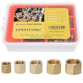 LTWFITTING Assortment Kit Tube OD 1/8" 3/16" 1/4" 5/16" 3/8" Brass Compression Nut Set (Pack of 125)