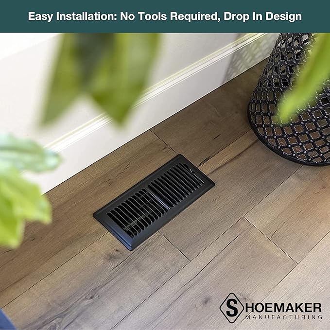 Shoemaker 2x10 Floor Register – Black Heavy Duty Metal Floor Vent Cover for Home Floors - Premium Forced Air Vent Covers
