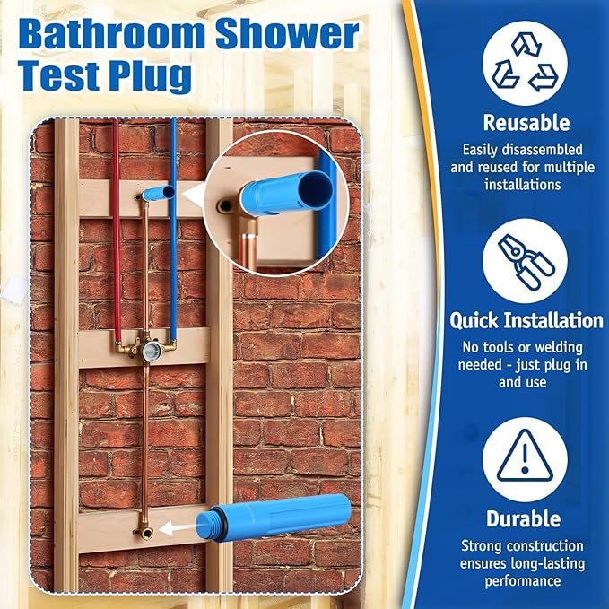Feekoon 1/2 Inch MNPT Bathroom Shower Test Plug, Reusable Pressure Testing Plug for Shower and Tub Installations, Easy to Install(12 Pack)