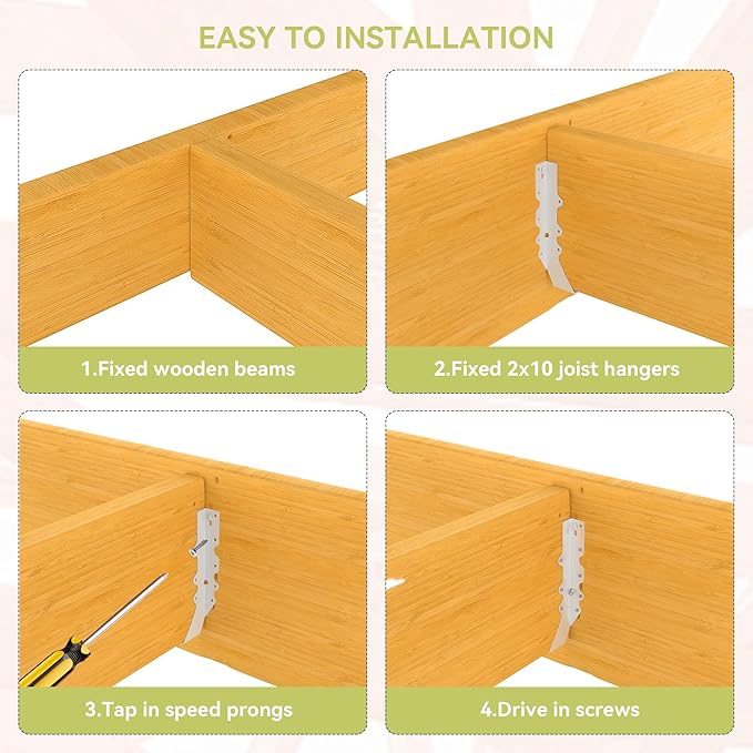 50pcs 2x10 Joist Hanger,LU210 20 Gauge Galvanizing Face Mount Joist Hangers for Wood,Hurricane Tie for Rafter Fits Truss Connectors,Rafter Hangers 2x10 Great for Floor Deck and Ceiling Joists