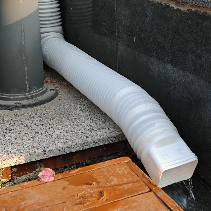 2 Pack Rain Gutter Downspout Extensions,Drain Downspout Extender Diverter, Flexible Downspout Extensions Can Extendable from 21 to 60 Inches (White)
