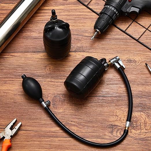 Nuanchu 2 Sets 3 Inch Test Plugs Inflatable Pipe Ball Plugs with Gas Tubes and Inflator Pumps, Black Rubber Pressure Test Balls for Toilet Drain Sewage Pipeline Inspection