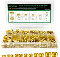 325pcs Brass Compression Sleeves Ferrules Fittings Assortment Kit, 3/4" 5/8" 1/2" 3/8" 5/16" 1/4" 3/16" 1/8" 8 Sizes Air Hose Ferrules Kit of Air Water Fuel Oil Gas Tube Lines