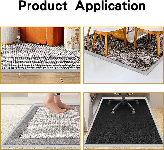 Floor Rubber Transition Strip Self Adhesive Carpet to Tile Transition Strip Edging Trim Strip for Threshold Transitions with a Height Less Than 5 mm/0.2in (Grey, 16.4FT)