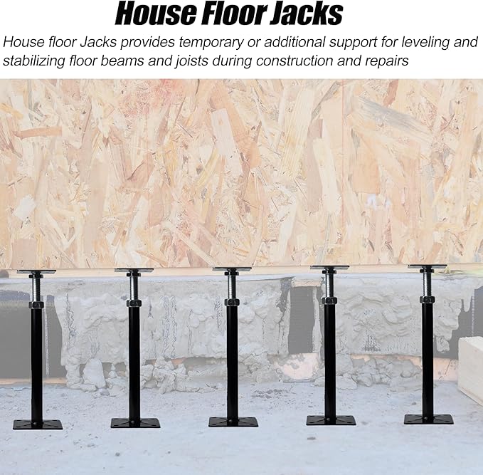 Basement Floor Jack, 11-16 inches Height Range House Floor Jacks Post Pole for Leveling, Adjustable Floor Jack for House Foundation Temporary Support