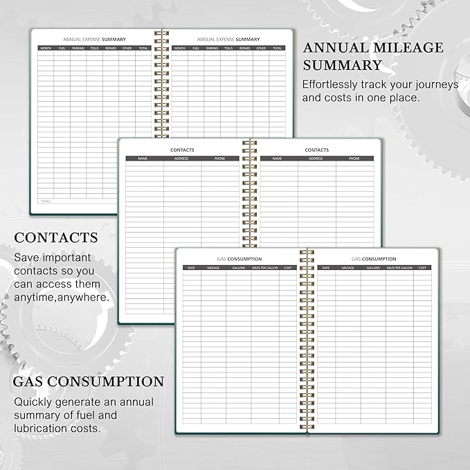 Auto Maintenance and Vehicle Maintenance Log Book, Car Maintenance & Expense Tracker Record Book Logbook, 5.9"x 8.6" - Green