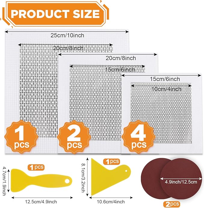 Romeda Drywall Patch Kit 11 Pack, 4/6/8 Inch Wall Patch with Extended Self Adhesive Mesh, Dry Wall Patch with Scraper and Sandpaper for Hole Repair