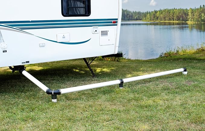 Fernco QwikCamp RV and Camper Sewer Waste Plumbing Connection System Kit with Slip Fit Coupling Adapter for 3-in. PVC Pipe and Pipe Stands in Black