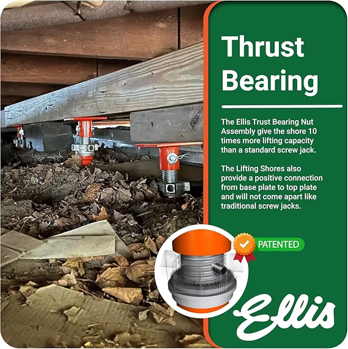 Ellis Manufacturing Light-Duty Steel Lifting Shore – House Jack for Foundation Leveling, Concrete, Beams, and Basement – 20,000 lb Safe Load Capacity – 8"-10" Adjustment