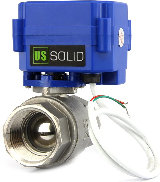 U.S. Solid Motorized Ball Valve- 1" Stainless Steel Ball Valve with Full Port, 9-24V AC/DC and 2 Wire Auto Return Setup (Pack of 25)