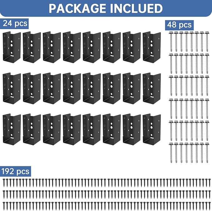 24 PCS Concealed Joist Hanger,2" x 4"Outdoor Concealed-Flange Hanger,Concealed Face Mount Joist Bracket for 2"x4" Beam ,Swing,Fence