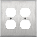 ENERLITES Double Duplex Receptacle Metal Wall Plate, Stainless Steel Socket Outlet Switch Cover, Corrosive Resistant, 2-Gang 4.50" x 4.57", 7722, 430, UL Listed, Silver, Standard Size