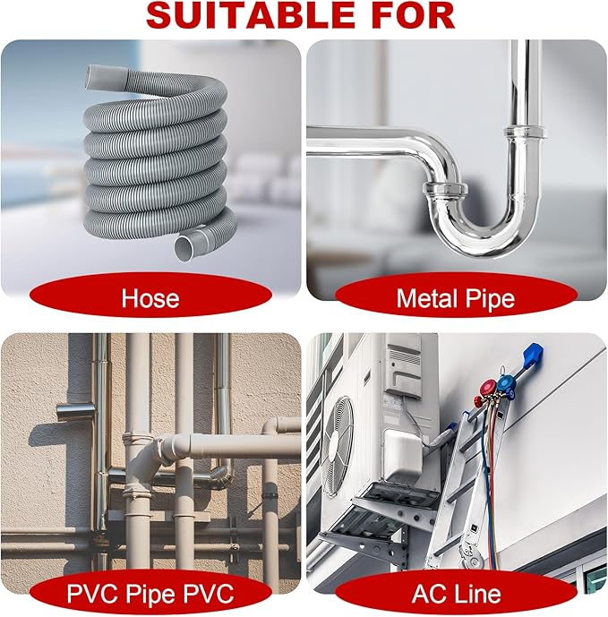 4 in x 20 Ft Pipe Insulation, Self Adhesive Foam Pipe Insulation for Winter Freeze Protection, Outdoor Insulated Tape for Metal Pipes, PVC, AC Line