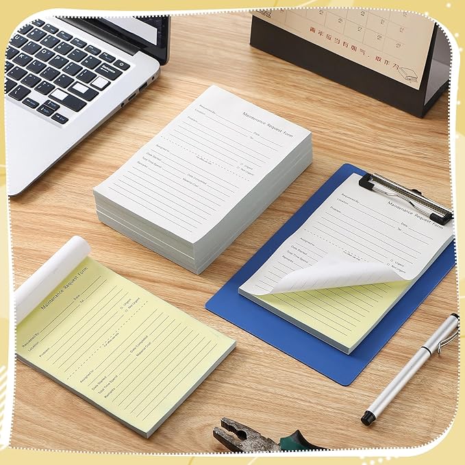 Clabby 400 Sets Maintenance Request Book/Forms/Slips, 2 Part Carbonless, 4. 7 x 7. 1 Inch Maintenance Log Books, Repair Request Forms, 50 Sets Each Pad, for Office Hospitals Management