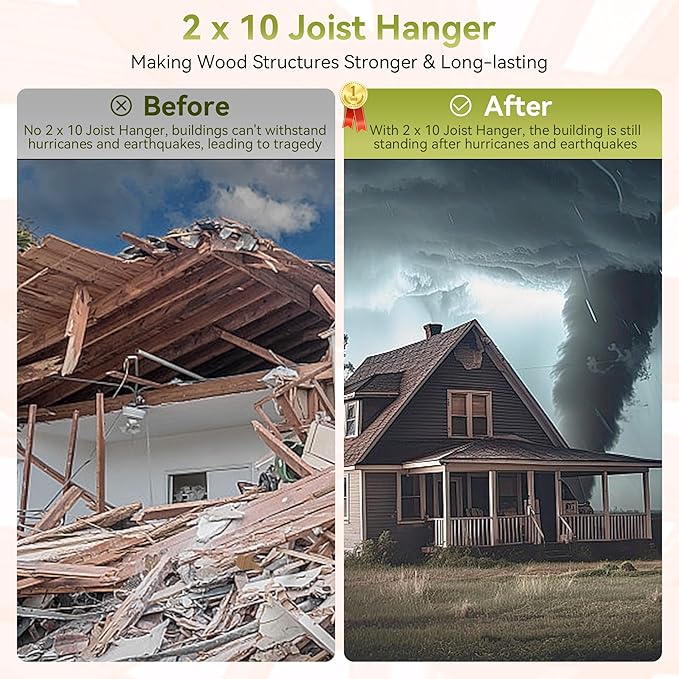 20pcs 2x10 Joist Hanger,LU210 20 Gauge Galvanizing Face Mount Joist Hangers for Wood,Hurricane Tie for Rafter Fits Truss Connectors,Rafter Hangers 2x10 Great for Floor Deck and Ceiling Joists