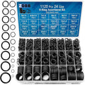 24 Size Rubber O Ring Set,1120 Pcs Black Small O Rings Assortment Kits,Assorted Metric Sealing Washer for Auto Plumbing Faucet Water Air or Gas Repair