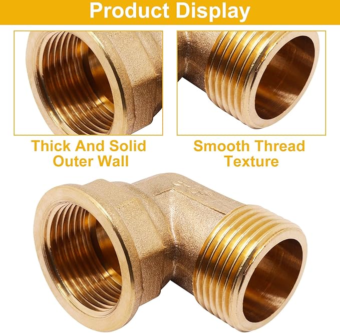 2pcs Brass Pipe Fitting 90 Degree Elbow 1" NPT Male to 1" NPT Female Pipe Fittings