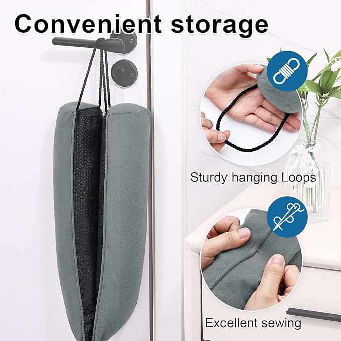 hyha 38 Inch Door Draft Stopper, Blocks Hot Cold Air with Removable Washable Cover, Gaps Up to 3 Inch, All-Season Noise and Wind Seal, Under Draft Stopper for Bottom of Door Window, Grey