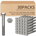 30 Pack 5/16-18 x 2-1/4'' Hex Head Cap Screw Bolt 304 Stainless Steel Half Thread External Hex Drive Screw Bolt Fastener for Wet Outdoor Metal Framing Concrete Reinforcement Trellises