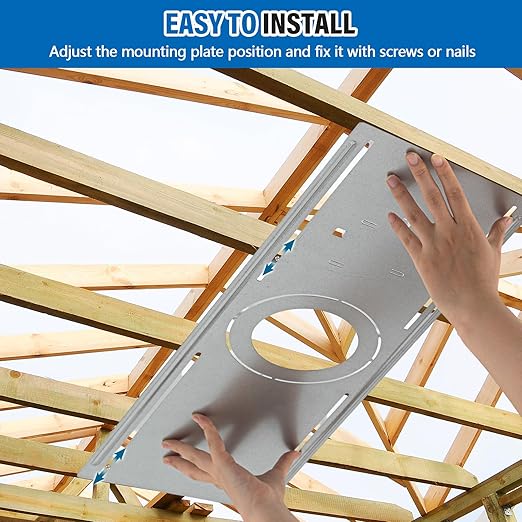 Blulu 12 Pcs New Construction Mounting Plate 4/6 Inch LED Recessed Lighting Kits for LED Bar Light Mounting with Notches Housing Flat Steel Rough in Bracket Fixture