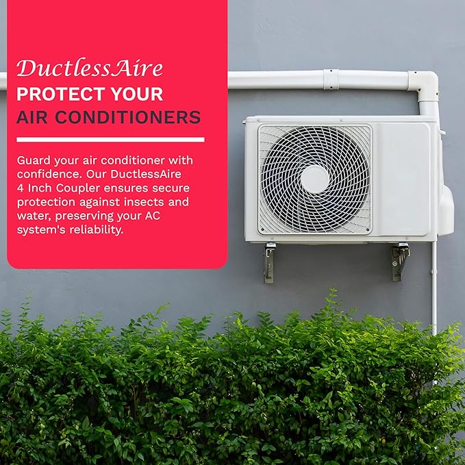 DuctlessAire Mini Split Line Set Cover - Lineset Covers for Mini Split Condenser, Central Air Systems, HVAC, Heat Pumps and More - AC Unit Cord Protector - Air Conditioner Accessories (4" Coupler)