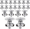 (Pack of 20) EFIELD Dual Outlet Angle Stop Valve, Multi-Turn, 1/2" Expansion F1960 Pex-a Pipe Inlet x (3/8 inch x 3/8 inch) Compression Outlet,(VALVE066-20PCS)