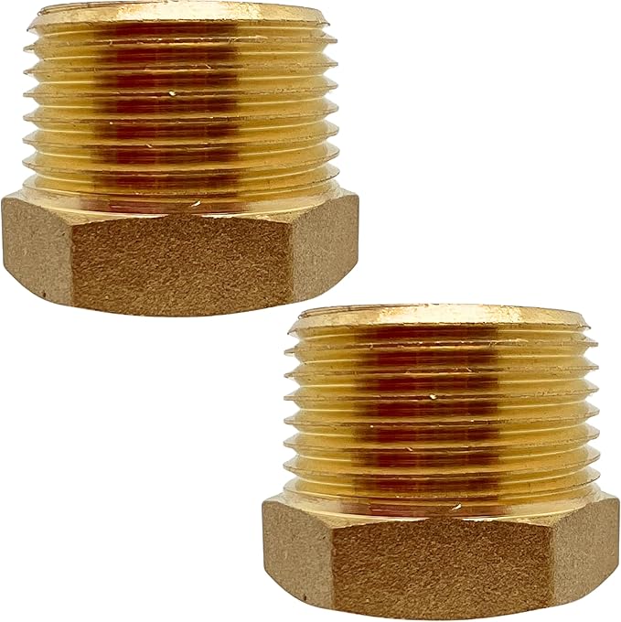 2 Pack Brass Pipe Plug 3/4" NPT Male Outer Hex Head Socket Plug Fitting for Plumbing by CX WONDERLAND