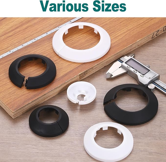 uxcell Escutcheon Plate, 1Pcs 43mm - Fit 1.66" Outer Diameter Split Pipe Flange Water Pipe Cover Collar Decoration, PP Plastic Plumbing Cover Plates (Black)