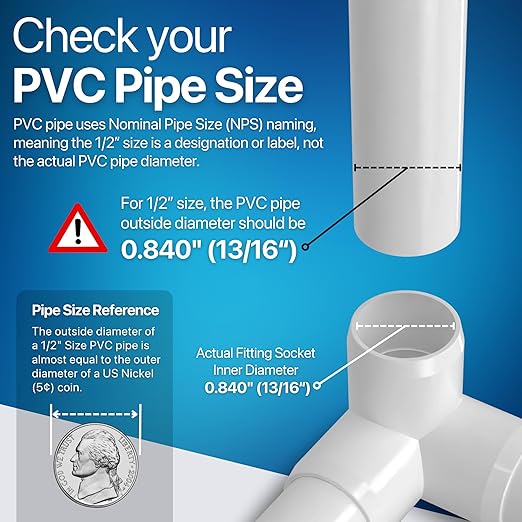 FORMUFIT 1/2” 3-Way Elbow Furniture Grade PVC Fitting in White, Made in USA, UV-Resistant, Impact-Proof, 0.840” Actual Socket Diameter (Pack of 10)
