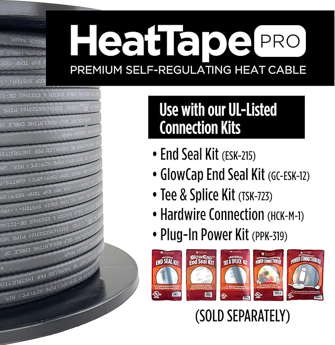 Radiant Solutions Company Heat Tape Pro - Self-Regulating Heat Cable - Long Term Ice Dam, Roofing, Gutter & Pipe Freeze Protection - 12 MM, 6 Watts Per Foot (500, 240 Volt)