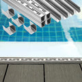 4 Pcs Pool Deck Drain 1.25-inch W x 4-feet L, Silver Outdoor Deck Drainage System 304 Stainless Steel with Coupling, Channel Drain for Integrated Grate/Concrete/Paver/Patios/Walkways